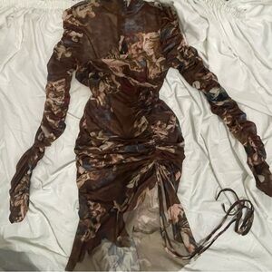 Elegant Brown Patterned Dress